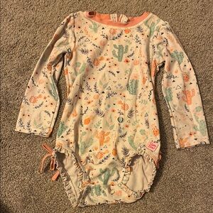 Ruffle Butts Cream and Orange Cactus Bodysuit